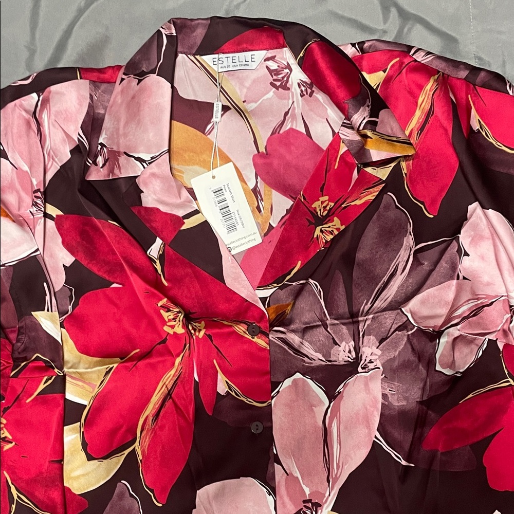 Estelle Women's Floral Blouse - Red and Pink